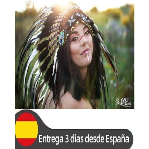 Native American Indian Inspired Feather Headdress (Length: Short) costume . Handmade. Carnival