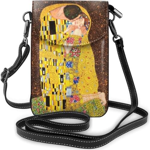 Classic Artist Gustav Klimt kiss Shoulder Bag Klimt Leather Multi Function Women Phone Bags Crossbody Teenage Slim Purse