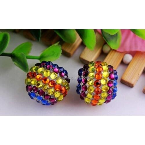 Kwoi vita Newest 20mm 100pcs/lot blue/hotpink/yellow/orange color Chunky Resin Rhinestone Beads for Kids Girls Jewelry Making