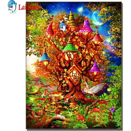 DIY 5D rhinestone mosaic Resin cartoon Full diamond Painting tree house Cross Stitch Kit Home Decoration Diamond Embroidery bird