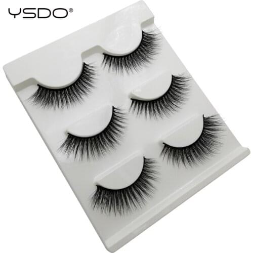 YSDO 3 pairs natural false eyelashes 100% hand made mink eyelashes soft 3d false lashes makeup 3d mink lashes long eyelashes X11