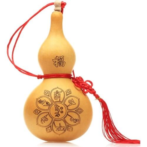 A natural gourd carving Pendant Feng Shui lucky size gossip six words wood gourd crafts ornaments