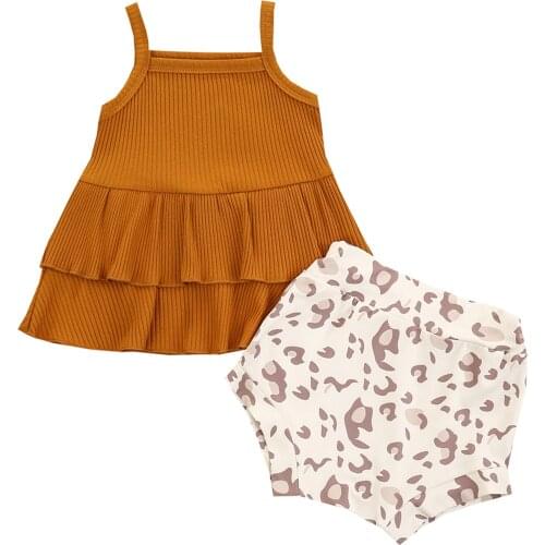 Newborn Baby Girls Clothes Sleeveless Top+Shorts 2pcs Outfits Set Leopard Print Cute Clothing Sets Summer Sunsuit 0-36m