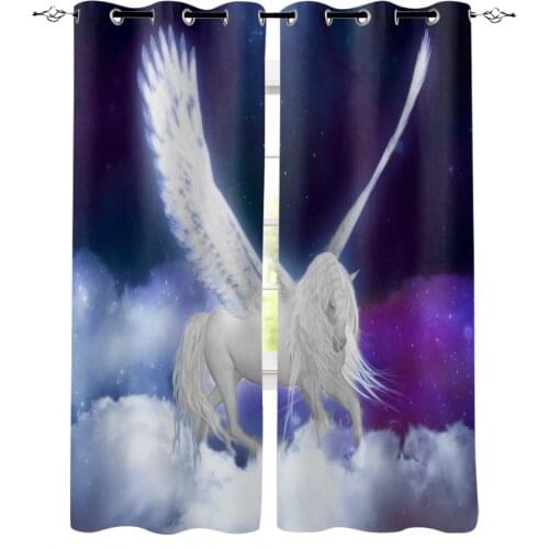 Animal Horse Wings Window Curtains Home Decor Living Room Curtains Kitchen Drapes Panel Curtains for Bedroom