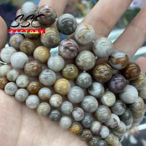 Wholesale Natural Gebi Dune Agates Beads Round Loose Stone Beads 6-10MM For Jewelry Making DIY Bracelet Necklace Accessories 15"