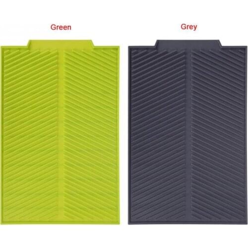 Practical Silicone Dish Drying Mat Flume Folding Draining Mat,Rectangle Drain Mat Drying Dishes Pad Heat Resistant Non-Slip Tray