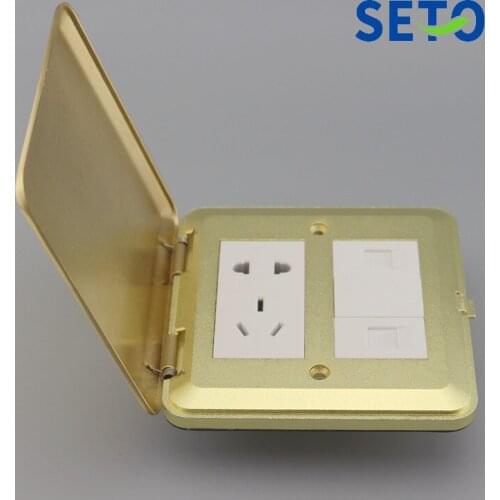 SeTo Pop-up Type Floor Socket Network RJ45 Cat5e + RJ11 Cat3 Tel + Five Hole Power Socket Wall Plate Keystone Floor Receptacle