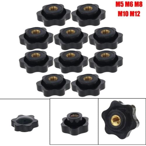MroMax 1/2/4/5/8/10/12/16pcs Hexagon Nut Knob M5/6/8/10/12mm Plastic+Brass OD 25/31/38/48mm Height 13/15/13.5/18.5/18/26.5mm