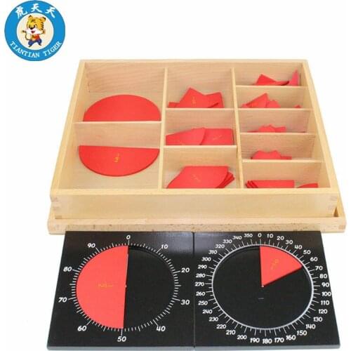 Montessori Education Material For Children Kids Toy Cut-Out Labeled Fraction Circles (1-10) With Centesimal Circle & Protractor