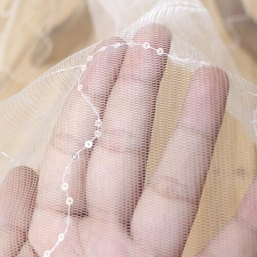 1meter* 150cm Width High-end Luxury Sequin Wedding Starry Fabric Sequin Mesh Lace Fabric AC74