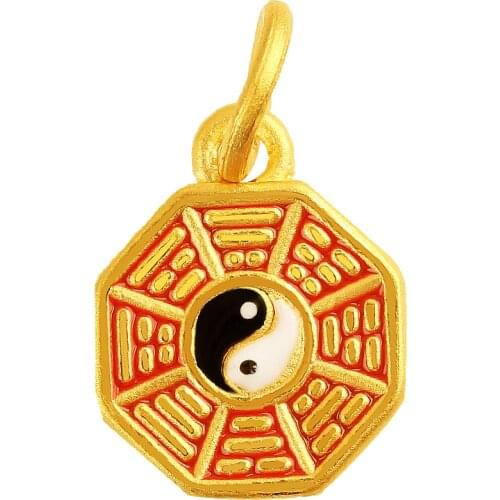 Pure 24K Yellow Gold Pendant Women 999 Gold Tai chi Necklace Pendant