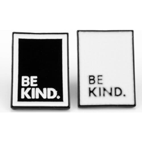 BE KIND Brooch Pins Collar Badge Creative White Black Enamel Pin значки on Bags Clothes