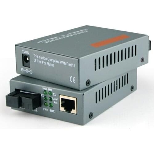 1 Pair HTB-GS-03 A/B Gigabit Fiber Optical Media Converter 1000Mbps Single Mode Single Fiber SC Port 40KM External Power Supply