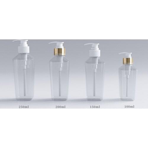 100ml 150ml 200ml 250ml PET Lotion Pump Bottle,Clear Plastic Cosmetic Container,Empty Shampoo Sub-bottling,Shower Gel Bottles