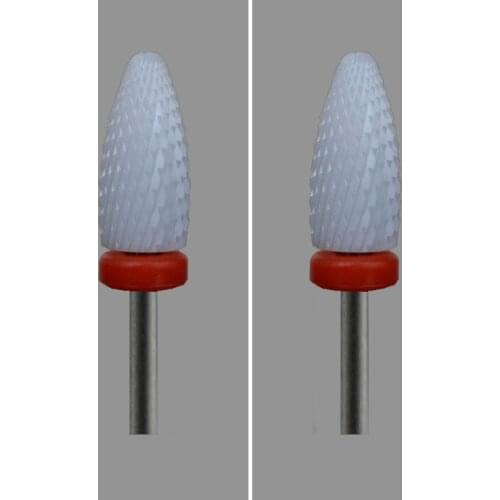 2pcs White Ceramic Nail Drill Bit - Flame Bit -F