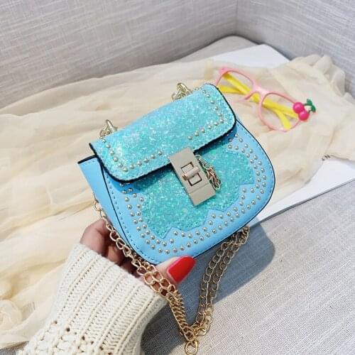2020 Sequin rivet cute kids purses handbag purse little girl shoulder bag mini crossbody children