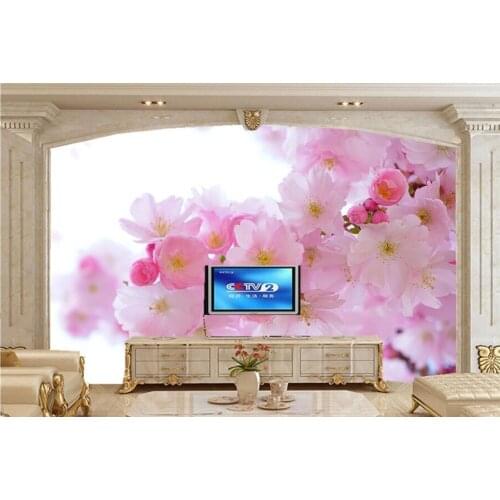 Custom 3d murals papel de parede,Beautiful pink cherry blossoms,hotel restaurant living room sofa TV wall bedroom wallpaper
