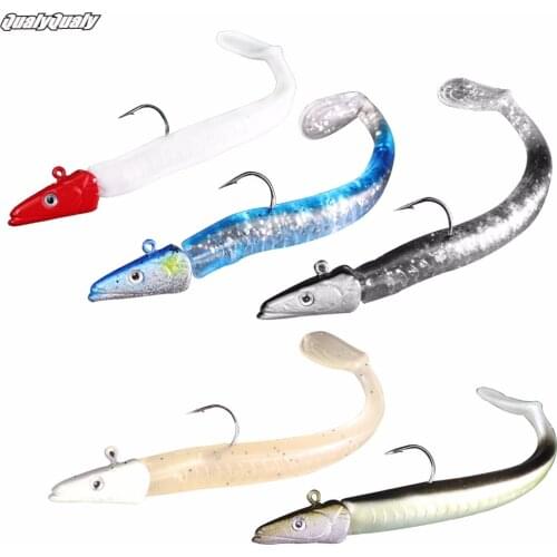 5Pcs/set Jig Soft Bait 10cm 10.5g Sinking Pencil Shaped Fishing Jigs Soft Lure Bait with Hooks Fishing Tackle