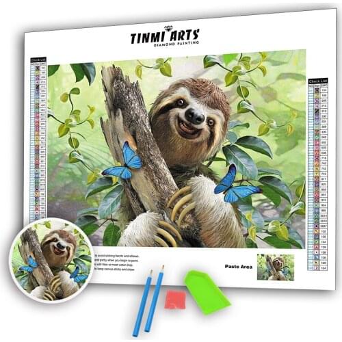 Diamond Painting With Round Stones Sloth Diamond Embroidery Cross-stitch Animal Home Decoration Rhinestones Pictures