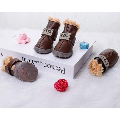 Pet Dog Shoes Winter Super Warm 4pcs/Set Dogs Boots Cotton Anti Slip Shoes For Small Pet Product Chihuahua Waterproof