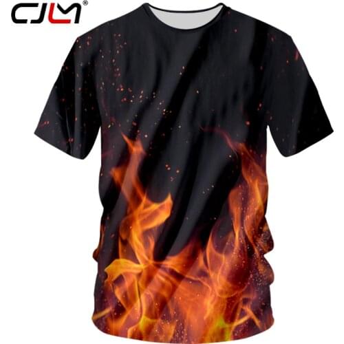 CJLM New Fashion Men Tshirt 3d Print Red Flame T-shirts Summer Tops Man Hip Hop Streetwear Outfits Crewneck Tee Shirts Unisex