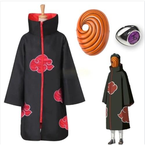 Akatsuki Uchiha Tobi Obito Akatsuki Cosplay Costume Cloak Mask Halloween Man Woman Cosplay Costume Accessories