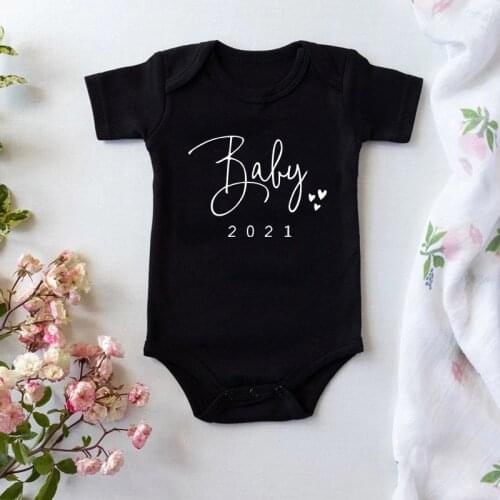 Cute Baby 2021 Cotton Onesie Pregnancy Announcement Baby Bodysuits Pregnancy Reveal Bodysuits Toddler Baby Onesie