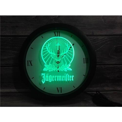 0R001 Jagermeister APP RGB 5050 LED Neon Light Signs Wall Clock