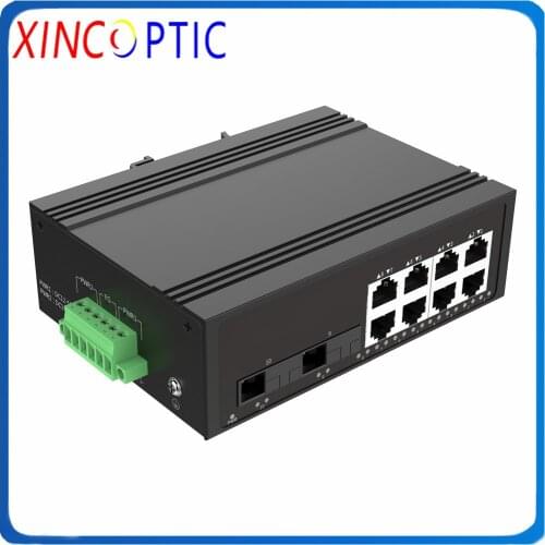 2SFP 10/100/1000M + 8RJ45 10/100M excluding SFP, Din-Rail Mount Unmanaged Industrial Gigabit Ethernet Switch