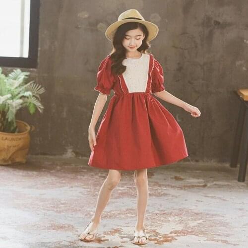 Baby Princess Dress Kids Cotton Dress 2021 New Girls Summer Dress Patchwork Teen Clothes Puff Sleeve Children Clothin,#6274