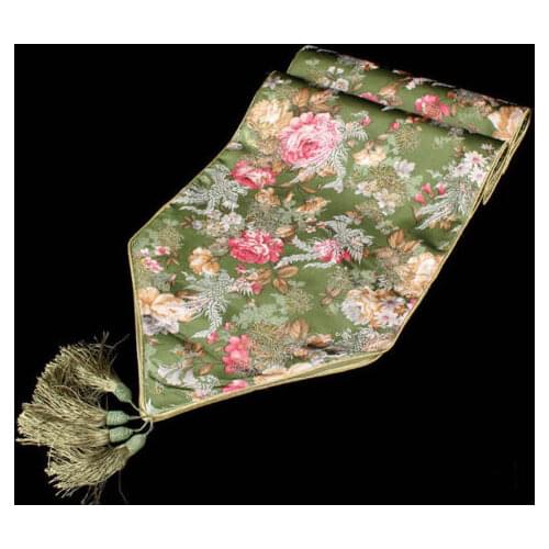 Brand New Chinese Handmade Classical Flower Style Silk Table Runner Bed Flag