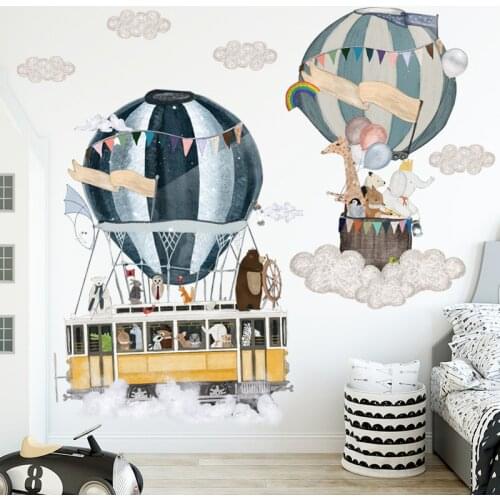 Hot Air Balloon Wall Stickers Kindergarten Cartoon Background Decorative Stickers Living Room Bedroom Children 's Room Layout