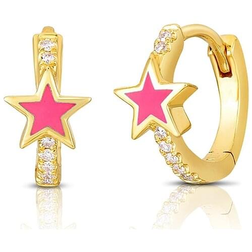 925 Sterling Silver Ear Buckle Star Plain Huggies Enamel Hoops Earring for Women Fashion Jewelry For 2021 Rock Punk Jewels Party