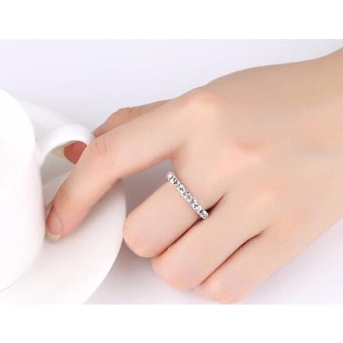1/2/3/4 Row Silver Plated Crystal Rhinestones Elastic Adjustable Rings Womens Fashion Jewelry Gift #258563