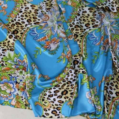 Africa Flowers Leopard Patchwork Fabric Satin Printed Fabric Tissu