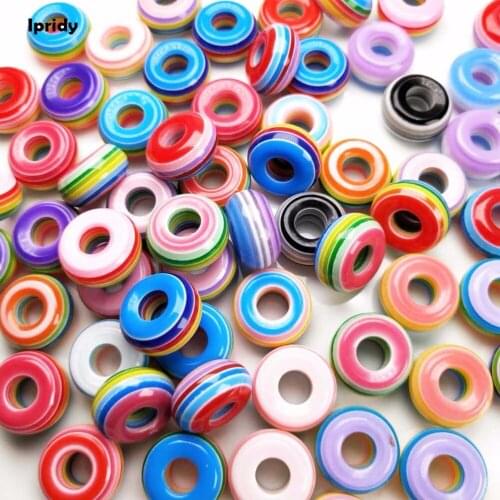 10pcs/lot 14MM Mixed Large Hole Resin Beads,No Core Rainbow European Bead fit Diy Charms Bracelet