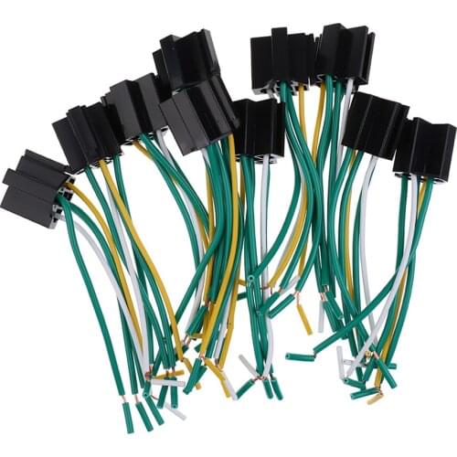 10 Piece Pre-wired 5 Pin Relay Mounting Base Socket 12V 40A for Car Truck Van