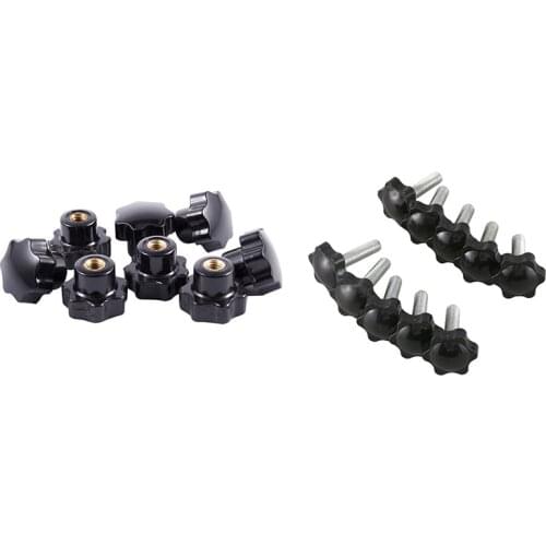 10 Pcs M8X30mmx32mm Male Thread Hex Shaped Head Clamping Screw Knob & 8PC M6 x 25mm Plastic Star Head Clamping Knob Jig
