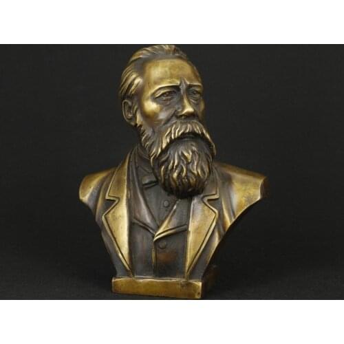 16.5 cm * / China Pure Bronze Communist Friedrich Von Engels Bust Statue Free shipping