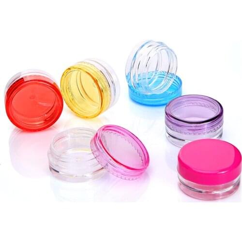 200pcs 3g/5g Colorful Empty Plastic Cosmetic Makeup Jar Pots Transparent Sample Bottles For Eye Shadow Cream Lip Lotion