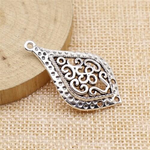 21pcs 40x23mm antique silver Hollow carved water drops charms diy retro jewelry fit Earring keychain hair card pendant
