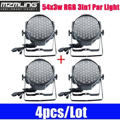 4pcs/Lot 54x3w Led RGB 3in1 Par Light DMX512/Auto/Sound/Master Slave Control Par Light DJ /Bar /Party /Show /Stage Light
