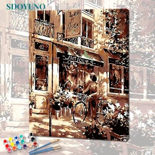 SDOYUNO Acrylic Paint By Numbers City Oil Painting By Numbers On Canvas 40x50cm Frameless DIY Scenery Home Decor Wall Art