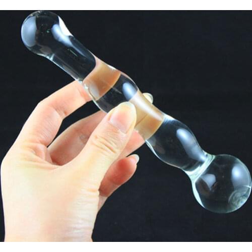 Glass double Butt plug Crystal beads bullet anal sex toys for man women GSpot DILDO DOUBLE HEAD DICK Stimulating anus toys PENIS