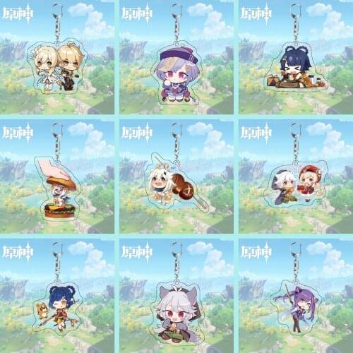 Anime Accessories Game Cosplay Genshin Impact Cooking Paimon Project Acrylic Pendant Rice Crust Keychain Xmas Kids Gift 2021 New