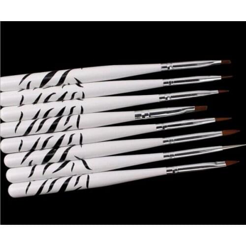 Free Shipping 8pcs/ Set Zebra Manicure brush set Gel Nail Brush Set Nail Art Pen to Draw Nail Pattern on Nail