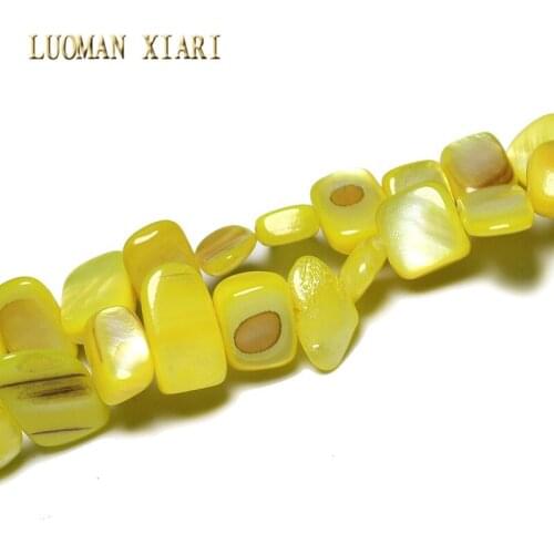 Natural Shell Side Hole Beads Wholesale 9-16mm Irregular Dyed Yellow For Jewelry Making Strand 34 '' DIY Necklace Bracelet
