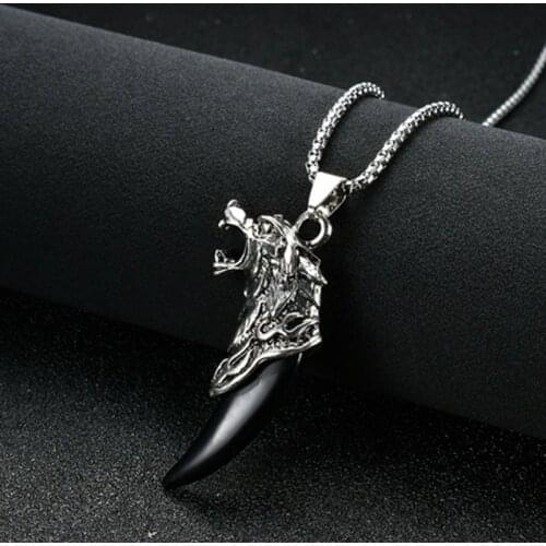 Necklace Wolfs Fang Cross Pendant Jewelry Chain Hip Hop Punk Rock Christmas Halloween Gift Party Gifts and Souvenirs