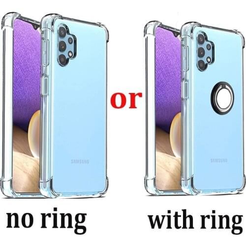 Чехол Samsung A32 2021 Case Cover Clear Silicone Phone Cases Samsung A 32 4g Metal Ring Holder Case For Samsung Galaxy A32 5G