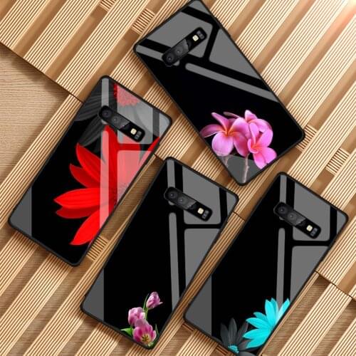 Flower art Tempered Glass Phone Case For Samsung Galaxy S8 S9 S10 S20 PLUS J6 J8 2018 NOTE 8 9 10 Cover Shell